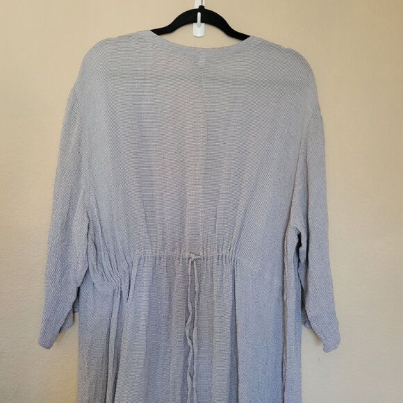 Eileen Fisher Woman Maxi Shirt Dress Size 2x Button Up Long Tie Back Lagenlook - Picture 7 of 8